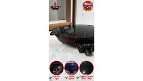 Resim 2000W Termostatlı 50 cm Granit Emaye Sac, Ekmek, Gözleme, Börek, Katmer Için 