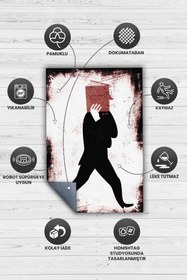 Resim Sadece Kitap Krem Renkli Kitap Sever Halısı Okuma Sever Çalışma Odası Halısı - 200x300 