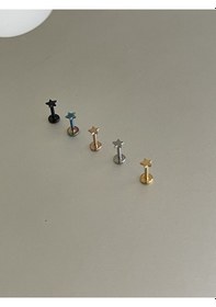 Resim 316 L Cerrahi Çelik Tragus Helix Kıkırdak Conch Minik Yıldız Piercing Gümüş 