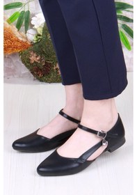 Resim Fort 01-634 Soft Toka Detaylı Şık Ev İş Ofis Rahat Günlük Ayakkabı Kadın Babet Sıyah Siyah 