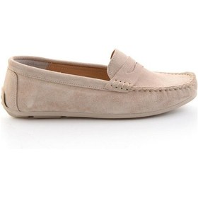 Resim Bambi Bej Hakiki Deri Kadın Loafer Ayakkabı K01045035702 Bej 