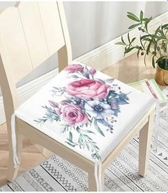Resim RealHomes Özel Tasarım Çiçek Desenli Dijital Baskılı Fermuarlı Sandalye Minderi 