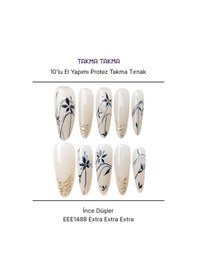 Resim 10'lu Ten Rengi Extra Extra Extra Eee1488 Tekrar Kullanılabilir El Yapımı Protez Takma Tırnak M 