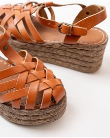 Resim 684-02 Taba Ortopedik Hakiki Deri Dolgu Kadın Sandalet Altın - Taba 