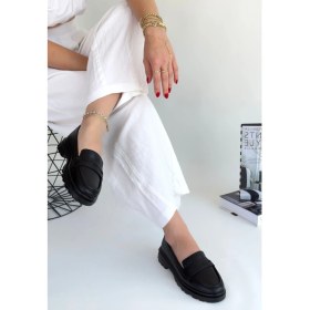 Resim Narli Siyah Cilt Oxford Ayakkabı 