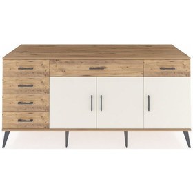 Resim Kronos Konsol 2 Raflı 6 Çekmeceli 3 Kapaklı 176x59x83 Çam-aytaşı/çam Aytaşı/çam 