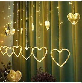 Resim Led Perde Dekoratif Fişli Kalpli Saçaklı 12 Adet 