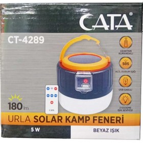 Resim Cata Ct-4289 Urla Güneş Enerjili Şarjlı Kamp Feneri 