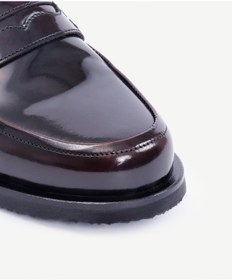 Resim Yargıcı Düz Renk Saraç Detaylı Deri Loafer 25kkay4033x 016 Bordo 