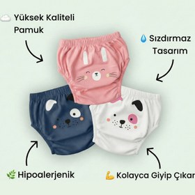 Resim Kidslar® Tuvalet Alıştırma Külodu - M - 14-17 kg / Kız Seti - (Pembe - Mor - Beyaz) 