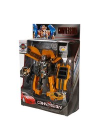 Resim Sarı Araba 1:24 Sesli Ve Işıklı Dönüşebilen Robot 22 Cm 