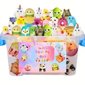 Resim 24 Parça Squishy Oyuncak Seti - Polyester Sıkma Topu Parti Hediyeleri, Sınıf Ödülleri, İyi Torba Doldurucular, Pil Gerekmez, Tüysüz Minyatür Hayvan ve Yemek Şekilleri 