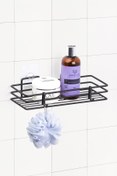 Resim Okyanus Home Magic Fix Sihirli Yapışkan Kancalı Siyah Banyo Rafı - 13x30 Cm 