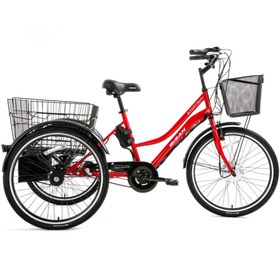 Resim Bisan E-Porter Shimano Nexus 3 Elektrikli Kargo Bisikleti (Kırmızı Beyaz) 