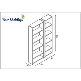 Resim Nurmobilya Nur Mobilya Anka 2'Li Kitaplık Arkalıksız Model 