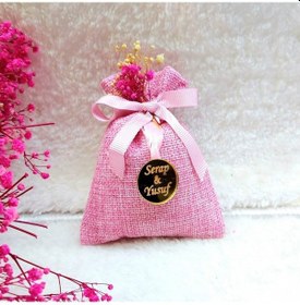 Resim Pleksi İsimlikli Pembe Lavanta Kesesi Bebek Doğum Hediye(30 Adet) 