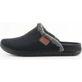 Resim Dr. Klompa Erkek Ev Terliği Peluş Astarlı Kışlık Kapalı Burun Kaymaz Taban Günlük Rahat Sabo Terlik Siyah 