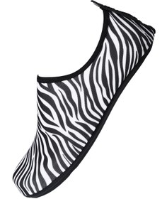 Resim Peluche Zebra Desenli Kaymaz Tabanlı Esnek Hafif Kadın Havuz Plaj Deniz Ayakkabısı 