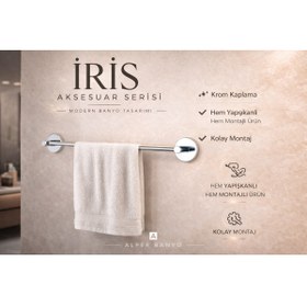 Resim Alper Banyo Parlak Krom Basit Ve Modern Tasarımlı Havlu Askılığı - Duvara Monte, Banyo/mutfak Için Şık Dekor 