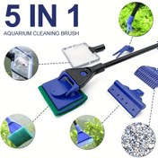 Resim 1 akvaryum temizleme aracı içinde 5 farklı araç bulunmaktadır: Bitki çatalı, kaşık, ağ, sünger fırça, çakıl tırmığı ve yosun temizleyici. Çok fonksiyonlu balık tankı temizleme araçları. 