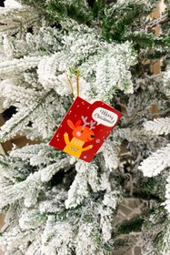 Resim Yusuf Dirik YD Party Supplies Yılbaşı Tebrik Kartı Mini Boy 5x7 cm Simli Kabartmalı Ağaca Asılabilir 8 Adet Hediye Not Kartı 
