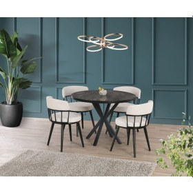 Resim İrony Highgloss Ahtapot Metal Ayak İstanbul Sandalye Soft-01 100 100 Pota Sabit Masa Takımı Siyah 