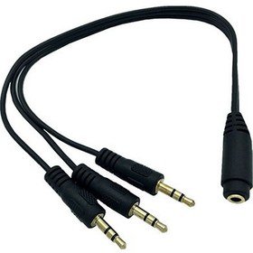 Resim Ses sistemi kablosu 3 erkek 1 dişi 3,5mm stereo kablo 