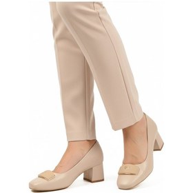 Resim Bej Cilt Kalın Topuklu Kadın Abiye Ayakkabı 695039 Z Bej Cilt 