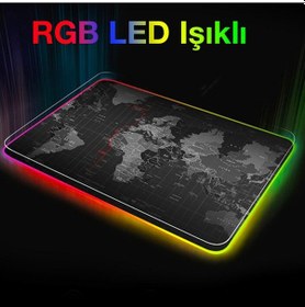 Resim Ally Dünya Desenli Rgb Led Işıklı Oyuncu Mouse Pad 300-250-4Mm 