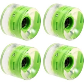 Resim Xindoker 4 Adet Yeşil Kaykay Tekerleği - Pu Malzeme 58x4.5 Mm - Manyetik Çekirdekli 