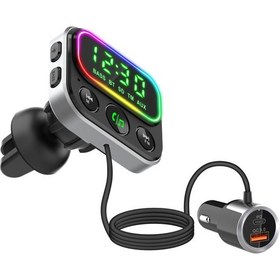 Resim SL-BT405 Rgb Bluetooth V5.0 Geniş LED Ekran+Tf Kart Çift USB Qc3.0 ve PD18W Hızlı Şarj Fm Transmitter 