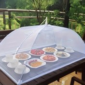 Resim Büyük Pop-Up Beyaz Ağ Gıda Çadırı - Sekizgen Katlanabilir ve Yıkanabilir Böcek Geçirmez Kapak ile Sağlam Bacaklar için Piknikler, BBQ'lar, Açık Hava Yemekleri ve Partiler 