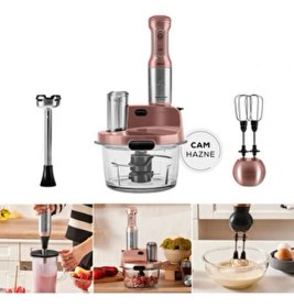 Resim 6 Bıçaklı Premium Cam Mutfak Robotu Çırpma, Dilimleme, Doğrama, Blender, Karıştırma,buz Kırma 2500W 