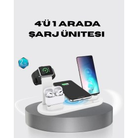 Resim 4’lü Apple Kablosuz Şarj Standı iPhone Watch ve Airpods Çoklu Şarjlı - Lisinya 