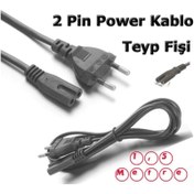 Resim NARİTA 1.5 Metre Teyp Fişi 2 Pin Power Kablo 2 Uçlu Güç Kablosu Çift Oluklu 