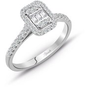 Resim Lilarote Pırlanta Modern Tasarım 0.35 Ct Baget Kare Tektaş Yüzük 