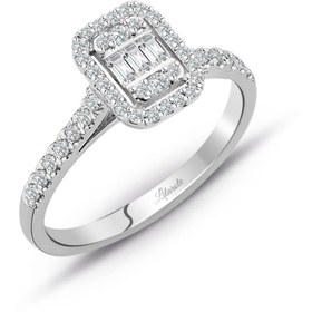Resim Lilarote Pırlanta Modern Tasarım 0.35 Ct Baget Kare Tektaş Yüzük 