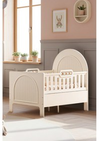 Resim Mdf Beşik, Athena Büyüyen Beşik 90x130 - 1 Adet 90x130 Comfort Yatak Beyaz 