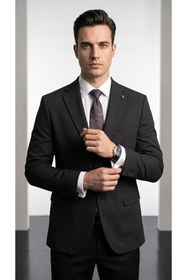 Resim Plus Scorpion Slim Fit Mikro Desenli Erkek Ceket Yazlık Pike Kumaş Çift Yırtmaç Blazer 