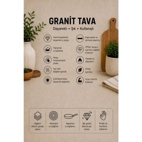 Resim Lavonni Eco Diez 22 cm Granit Sahan Cappucıno Yanmaz Yapışmaz Çizilmez Geniş Mini Tava Kahvaltılık Sahan Omlet Sucuk Tavası 