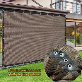 Resim 1 adet Güneşlik Kumaşı 90% Kahve Rengi Bahçe ve Veranda için Uygun Güneşlik Ağı, Bitki Güneşlik Yelkeni Seracılık Açık Hava Köşkü Çim Güneşlik Kumaşı Köpek Evi Tavuk Evi için Uygun Daha Kolay Asılabilen Güneşlik Ağı Örtüsü 