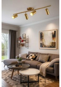 Resim Spoti 4'lü Eskitme Renk Gün Işığı Modern Tasarım Salon - Mutfak - Banyo Spot Ledli Sıralı Avize Eskitme 