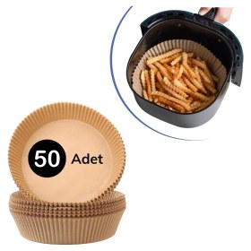 Resim 50 Adet Air Fryer Pişirme Kağıdı Tek Kullanımlık Hava Fritöz Yağ Geçirmez Yapışmaz Tabak 