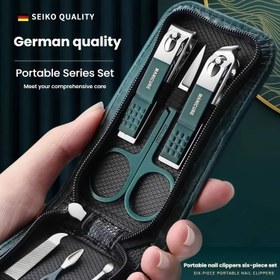 Resim 6 adet profesyonel manikür ve pedikür seti - paslanmaz çelik tırnak makası, makas, kulak kaşıkları, depolama kutuları ile birlikte, erkekler, kadınlar, ebeveynler ve yaşlılar için uygun 
