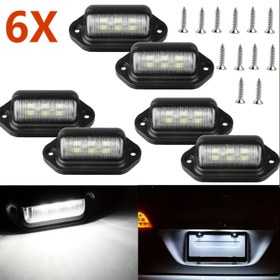 Resim 6 adet 6LED Beyaz Plaka Lambası, 12V-24V Kamyon SUV Van RV Tekne Adımlı Saygı Lambası, Küre/Kargo Işıkları veya Kapak Altı Işık 