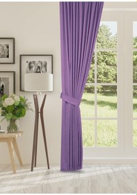 Resim Cheap's Home Petek Dokulu Kadife Dokuma Sık 1 X 3 Pileli Fon Perde Lila 