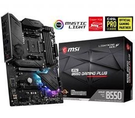 Resim MSI MPG B550 GAMING PLUS AM4 DDR4 4400(OC) HDMI DP M.2 USB3.2 RGB ATX 