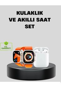 Resim Diğer S8 Ultra Akıllı Saat Ve Bluetooth Kablosuz Kulaklık 2 Li Set 