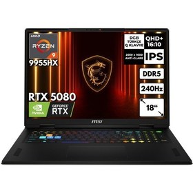 Resim MSI Vector A18 HX A9WIG-093TRHMF16 R9-9955HX 48 GB 512 GB SSD RTX5080 18" W11H Dizüstü Bilgisayar 