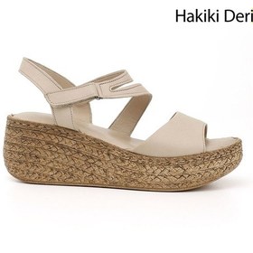 Resim Gönderi R Kadın Bej Antik Cırt Bantlı Dolgu Topuk Hakiki Deri Sandalet Dyza70945307 Bej 